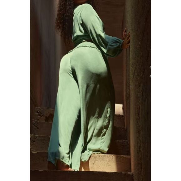 Fashion to Figure Pants Size‎  3  Green Gauze Lightweight Elastic Waist Wide Leg - Picture 3 of 14